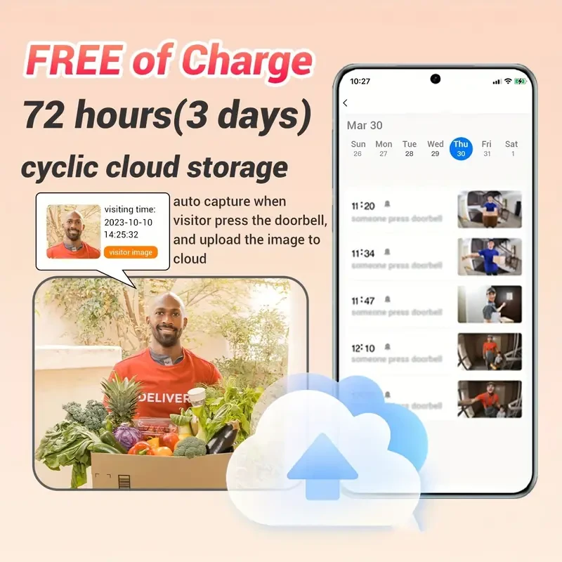 Timbre inteligente visual Dingdong: timbre inalámbrico WiFi de 2,4 GHz con visión nocturna HD, llamada bidireccional, control remoto por aplicación y almacenamiento de video en la nube de 72 horas.