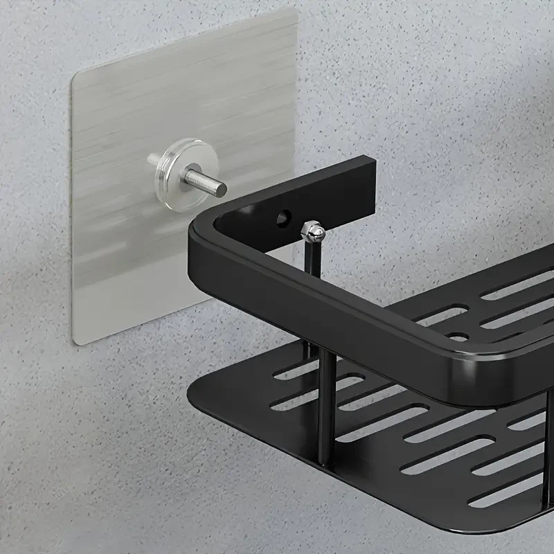 Estante de pared de aluminio de fácil instalación: sin taladros para baño, cocina y aseo.