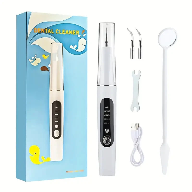 Kit de limpieza bucal eléctrica: hilo dental para limpieza y blanqueamiento dental con cabezales reemplazables.