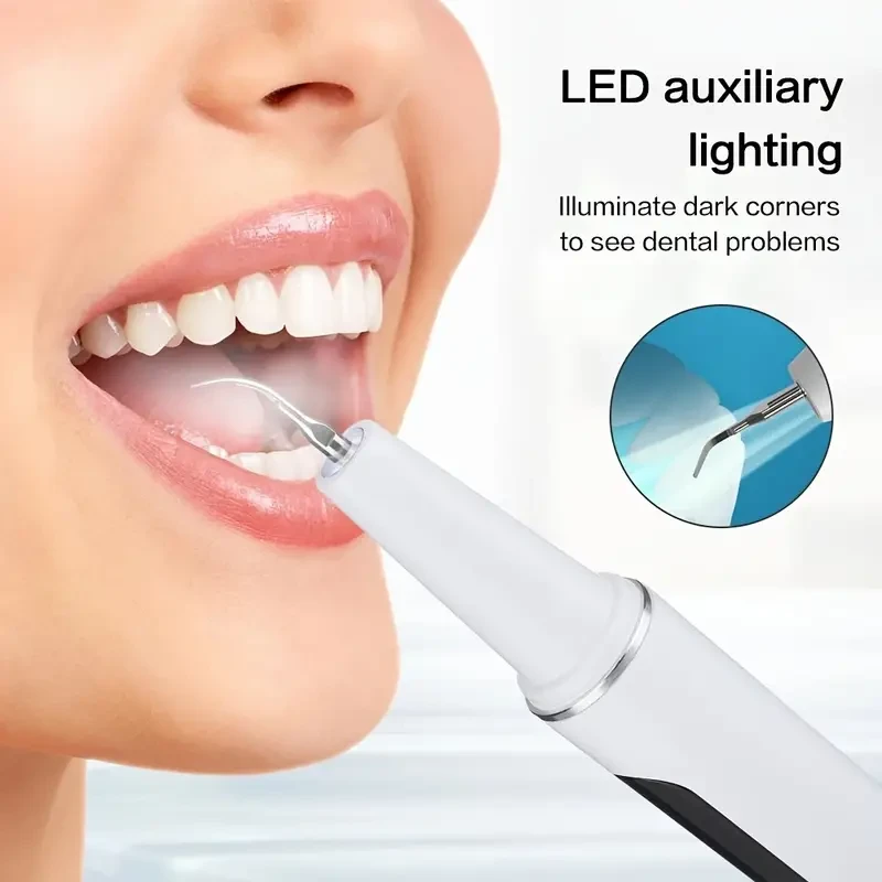 Kit de limpieza bucal eléctrica: hilo dental para limpieza y blanqueamiento dental con cabezales reemplazables.