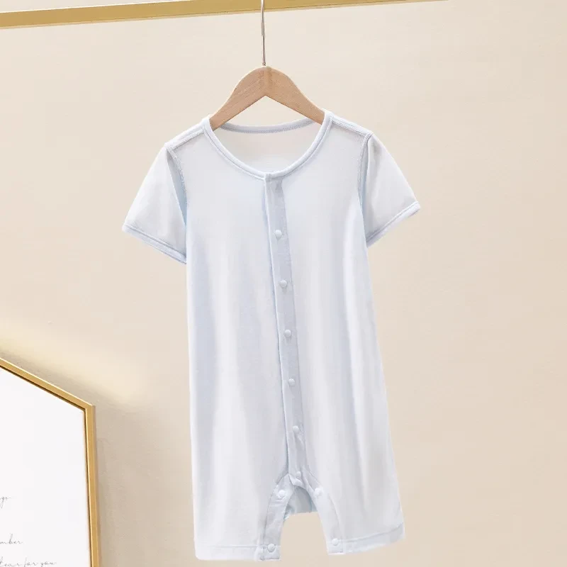 Ropa de fibra de bambú para bebés, mono fino de manga corta para bebés