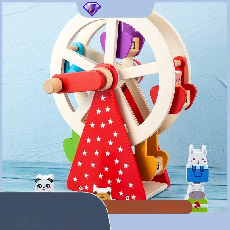 Rueda de la fortuna de madera con forma de animal para bebés y niños pequeños, juguetes educativos para la primera infancia