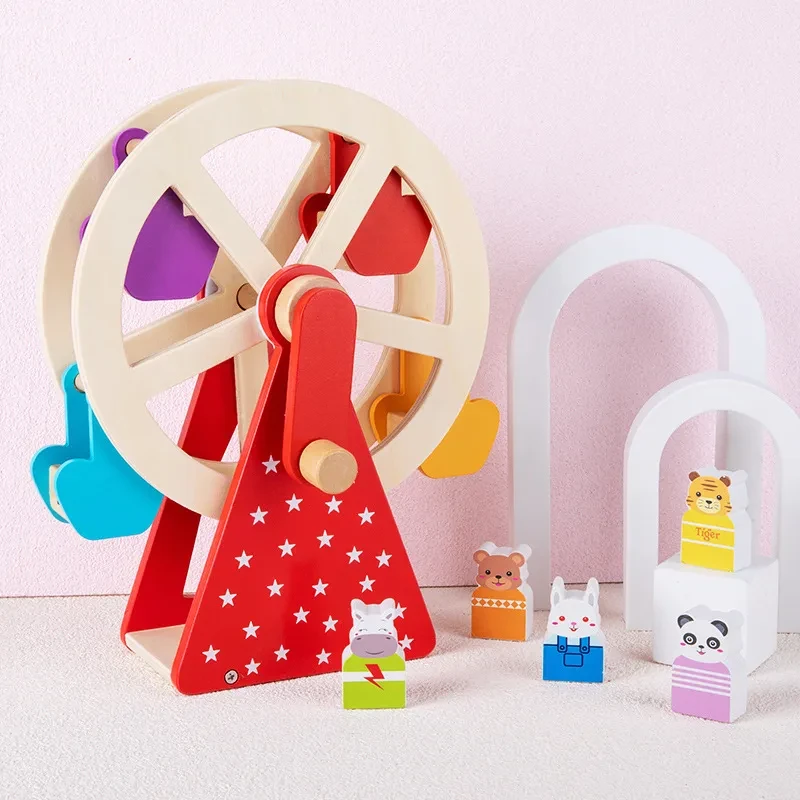 Rueda de la fortuna de madera con forma de animal para bebés y niños pequeños, juguetes educativos para la primera infancia
