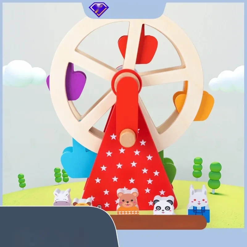 Rueda de la fortuna de madera con forma de animal para bebés y niños pequeños, juguetes educativos para la primera infancia
