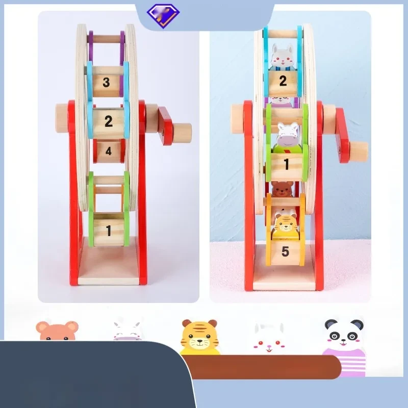 Rueda de la fortuna de madera con forma de animal para bebés y niños pequeños, juguetes educativos para la primera infancia