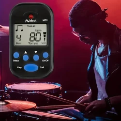 Mini metrónomo digital con altavoz de alta definición: versátil para piano, guitarra, violín y más. Fácil de usar, elegante, color negro.
