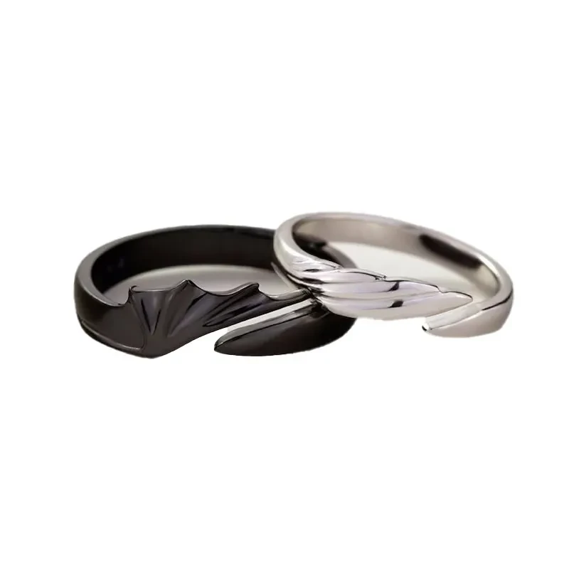 Anillos de pareja de ángeles y demonios: anillos simbólicos a juego para él y para ella