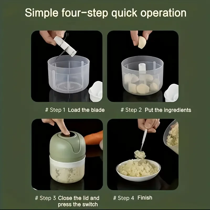 Mini trituradora eléctrica inalámbrica de cebolla y ajo para el hogar