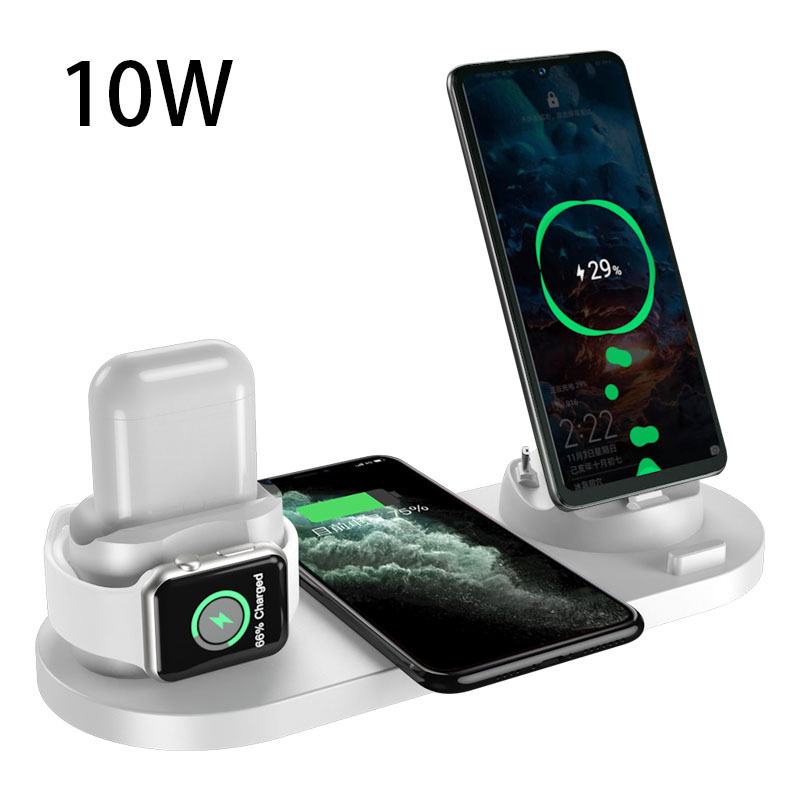 Cargador inalámbrico para iPhone, cargador rápido para teléfono, almohadilla de carga rápida para teléfono, reloj, estación de carga 6 en 1