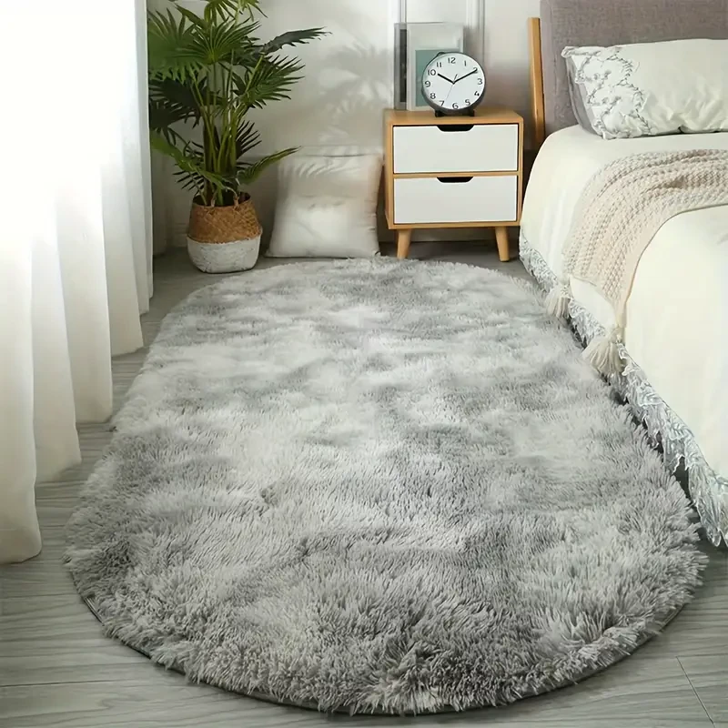 Alfombra de pelo largo y esponjoso de lujo, antideslizante y lavable a máquina para sala de estar y dormitorio.