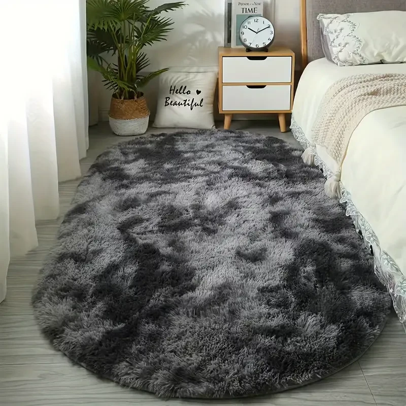 Alfombra de pelo largo y esponjoso de lujo, antideslizante y lavable a máquina para sala de estar y dormitorio.