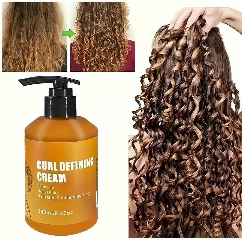 Crema definidora de rizos: acondicionador hidratante con elastina para peinar todo tipo de cabello, ideal para cabello seco y con frizz.