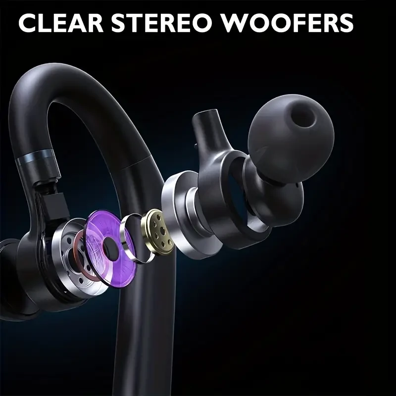 Auriculares inalámbricos con cancelación de ruido y micrófono dual, 50 horas de reproducción, estuche de carga LED de 400 mAh, para negocios, oficina y camioneros, color negro.