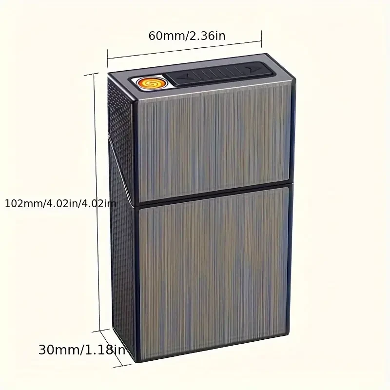 Encendedor y cigarrillos 2 en 1 recargable por USB: elegante porta cigarrillos para hombre, resistente a la humedad y duradero.