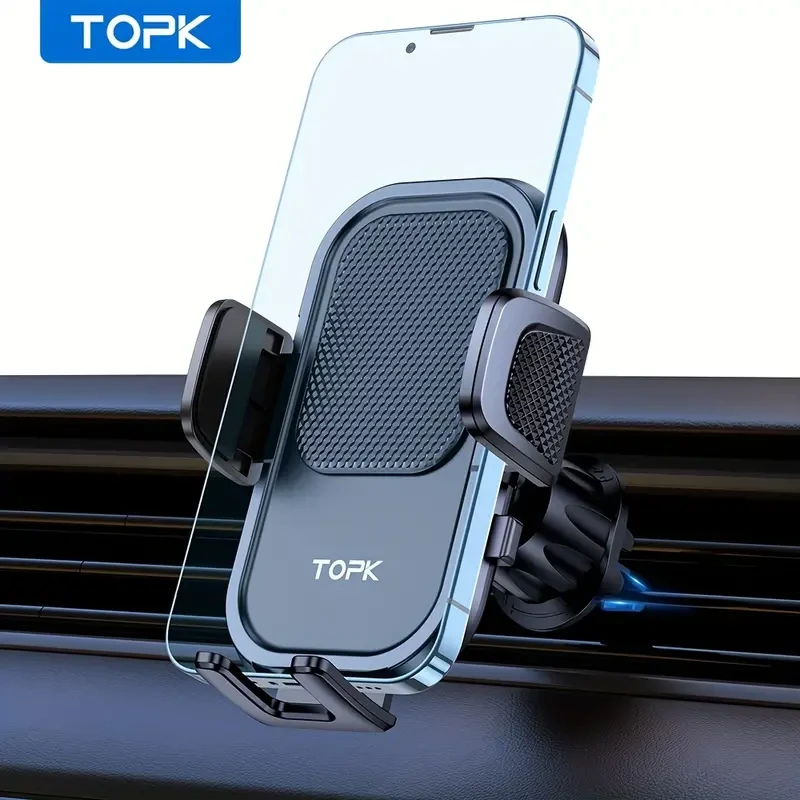Soporte para teléfono de coche TOPK con rotación de 360 grados y clip de gancho para ventilación de coche