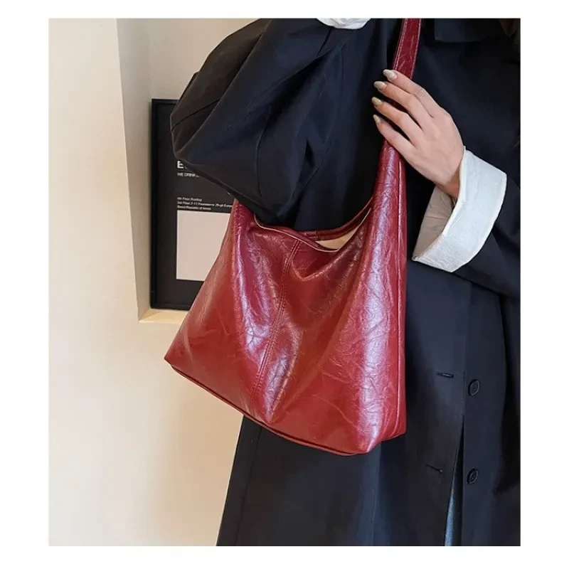 Bolso de hombro de moda para mujer, bolso de mano informal de gran capacidad de diseñador vintage