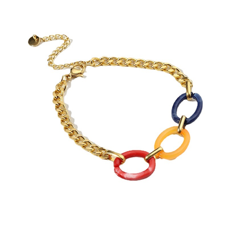 Pulsera rectangular de acero y titanio acrílico