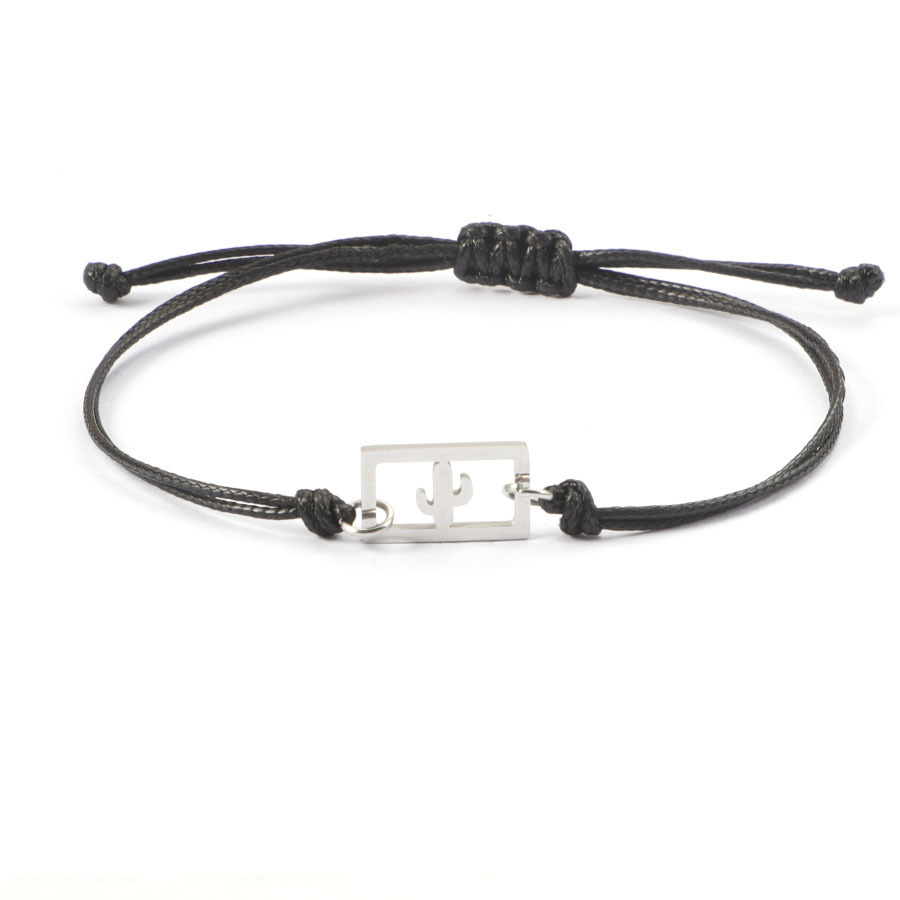 Pulsera tejida sencilla con forma de pata de perro y mariposa cuadrada hueca