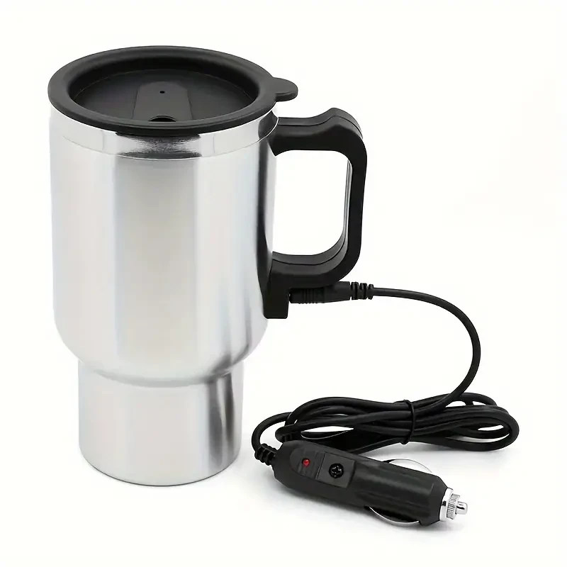 Taza térmica eléctrica para coche, lista para viajar: de acero inoxidable, a prueba de derrames, de calentamiento rápido y aislante, ideal para quienes viajan diariamente.