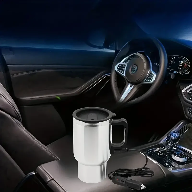 Taza térmica eléctrica para coche, lista para viajar: de acero inoxidable, a prueba de derrames, de calentamiento rápido y aislante, ideal para quienes viajan diariamente.