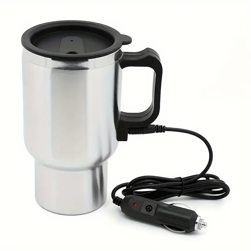 Taza térmica eléctrica para coche, lista para viajar: de acero inoxidable, a prueba de derrames, de calentamiento rápido y aislante, ideal para quienes viajan diariamente.