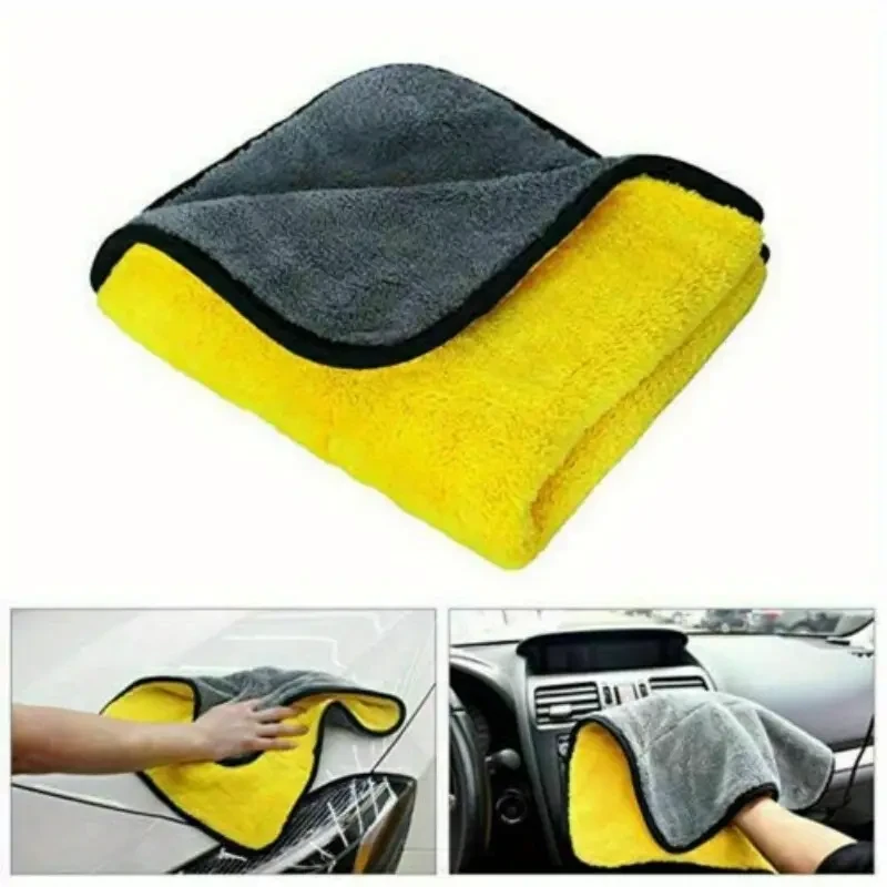 5 toallas de microfibra de felpa para lavado de coches (30 x 40 cm) - Trapos absorbentes de doble cara para limpieza del hogar y del coche