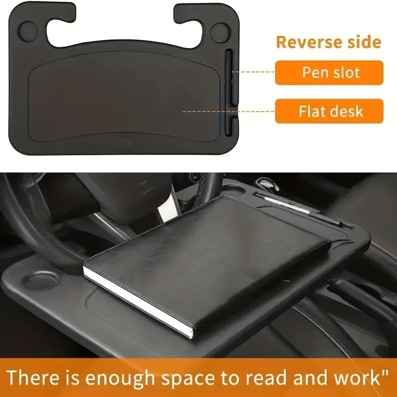 Bandeja multifunción premium para volante de coche: mesa portátil versátil para comer, trabajar y guardar cosas: estación de trabajo perfecta sobre ruedas
