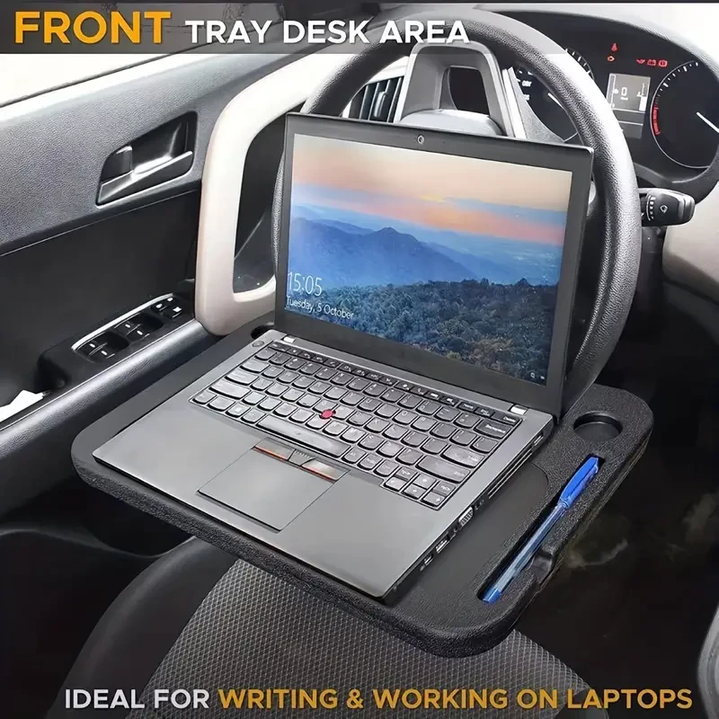 Bandeja multifunción premium para volante de coche: mesa portátil versátil para comer, trabajar y guardar cosas: estación de trabajo perfecta sobre ruedas