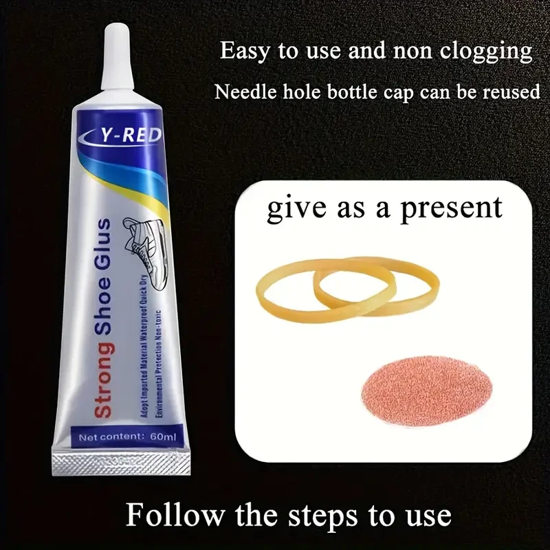 Pegamento impermeable para zapatos de 60 ml: adhesivo potente para reparar zapatos de cuero, zapatillas deportivas y zapatillas de deporte.