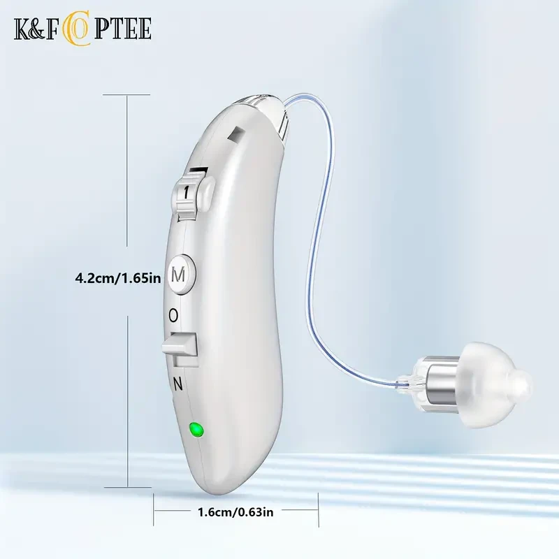 Audífonos recargables premium para personas mayores: cancelación de ruido avanzada, control de volumen, amplificación de sonido digital y cómodo diseño retroauricular.