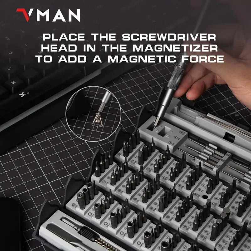 Juego de destornilladores de precisión de 128 piezas: kit profesional de destornilladores magnéticos con eje flexible, puntas Torx, Pentalobe y Tri-Wing para reparación de dispositivos electrónicos.