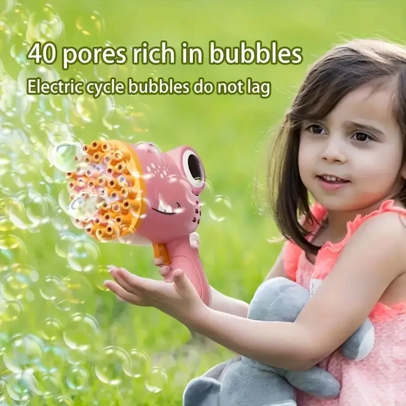 Máquina de burbujas automática de dinosaurio de 40 agujeros - Gatling - Máquina de burbujas multiagujeros para bodas, Halloween y regalos de Navidad