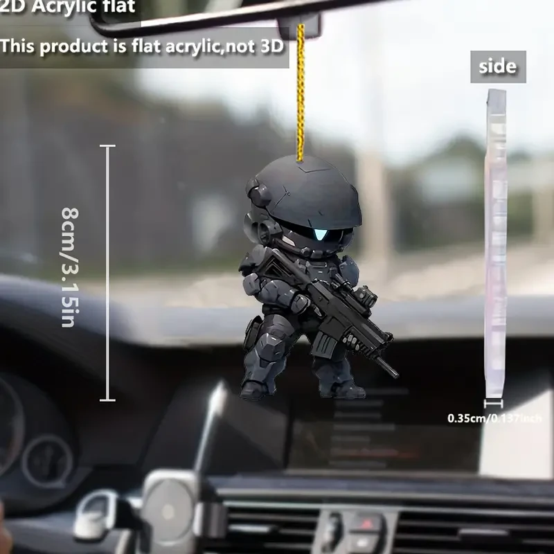 Juego de 6 llaveros acrílicos de las Fuerzas Especiales con dibujos animados: dijes militares 2D para coches, teléfonos y bolsos.