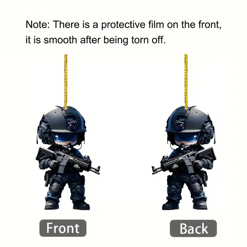 Juego de 6 llaveros acrílicos de las Fuerzas Especiales con dibujos animados: dijes militares 2D para coches, teléfonos y bolsos.