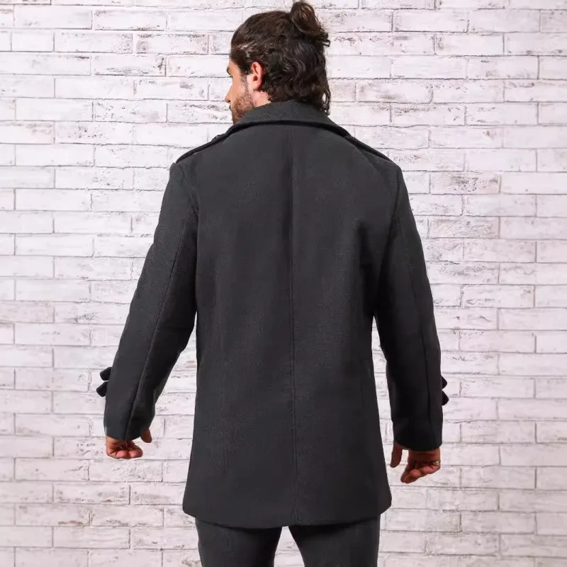 Chaqueta de otoño e invierno de lana de color liso de moda