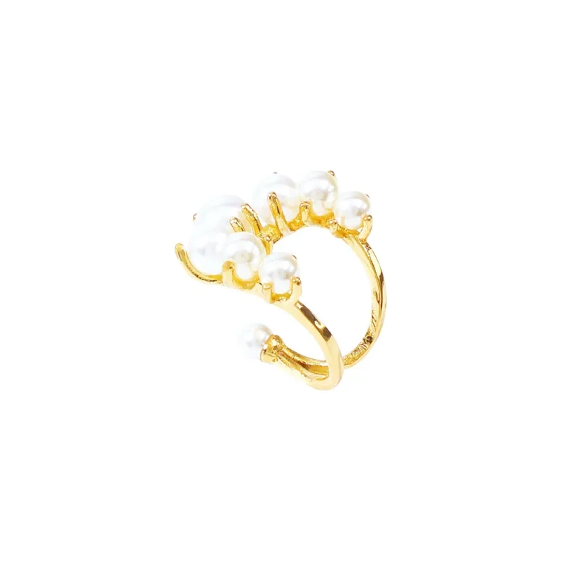 Anillos de moda con grandes perlas geométricas pavimentadas para mujer