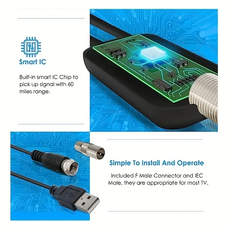 Antena de TV amplificada para interiores: obtenga señal HDTV 4K 1080p para todos los televisores antiguos y inteligentes