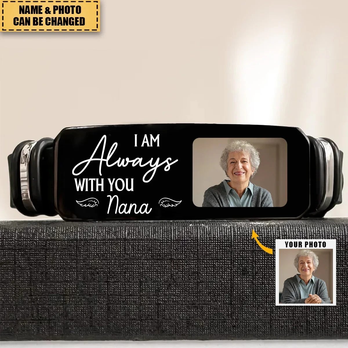 Pulsera con foto personalizada: regalo de condolencia "Siempre estoy contigo"