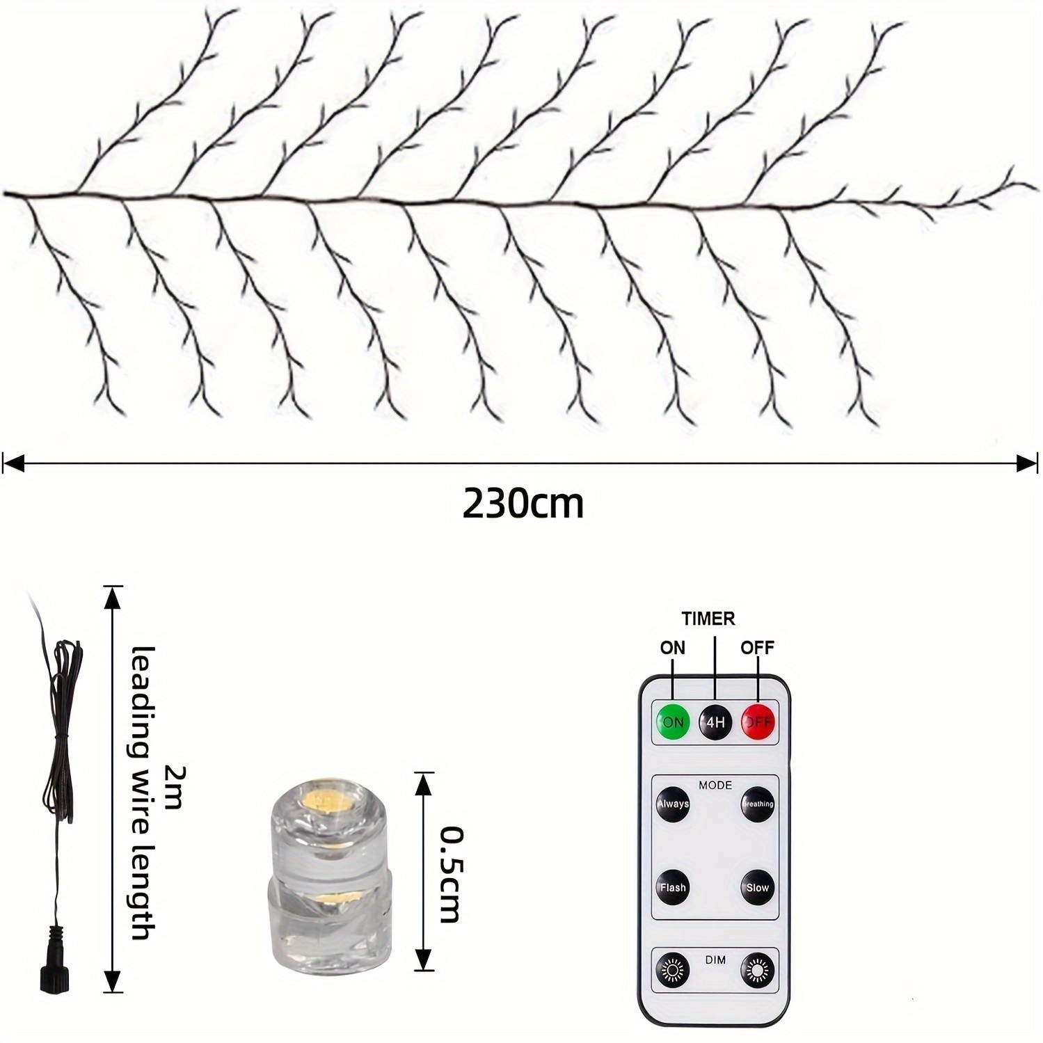 Juego de 144 luces LED flexibles de sauce con alimentación por USB y control remoto, 8 modos, luces decorativas para interior y exterior.