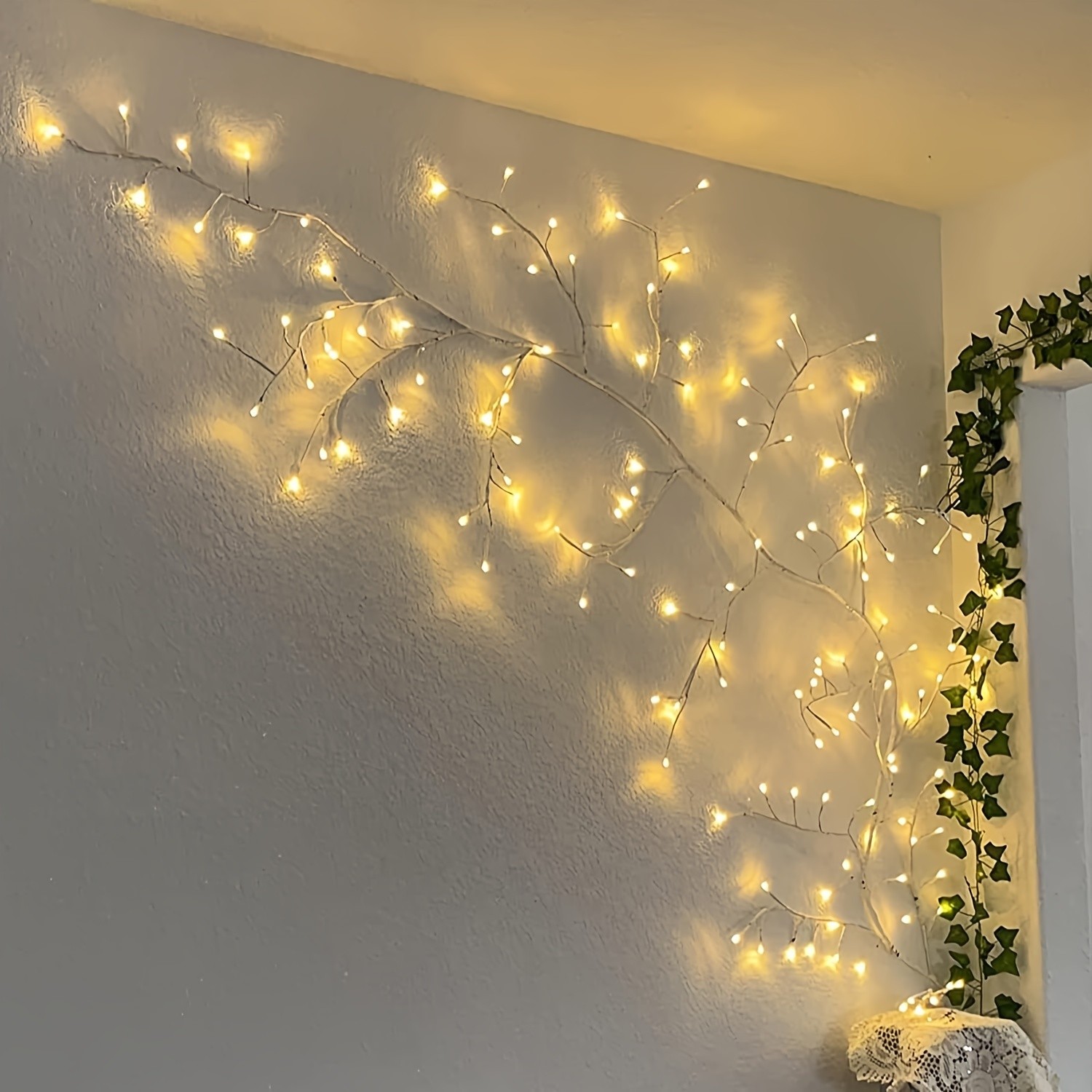 Juego de 144 luces LED flexibles de sauce con alimentación por USB y control remoto, 8 modos, luces decorativas para interior y exterior.