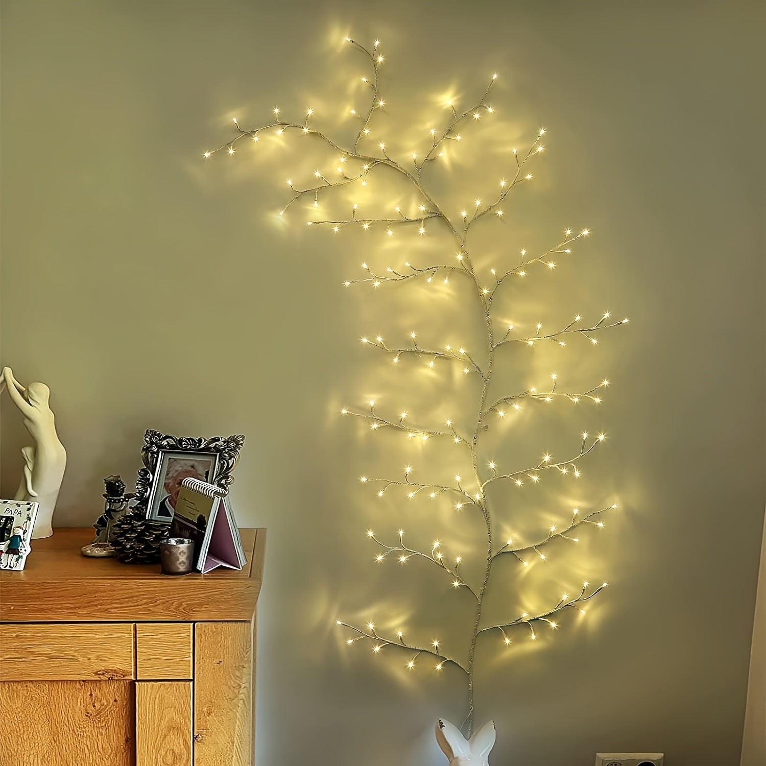 Juego de 144 luces LED flexibles de sauce con alimentación por USB y control remoto, 8 modos, luces decorativas para interior y exterior.