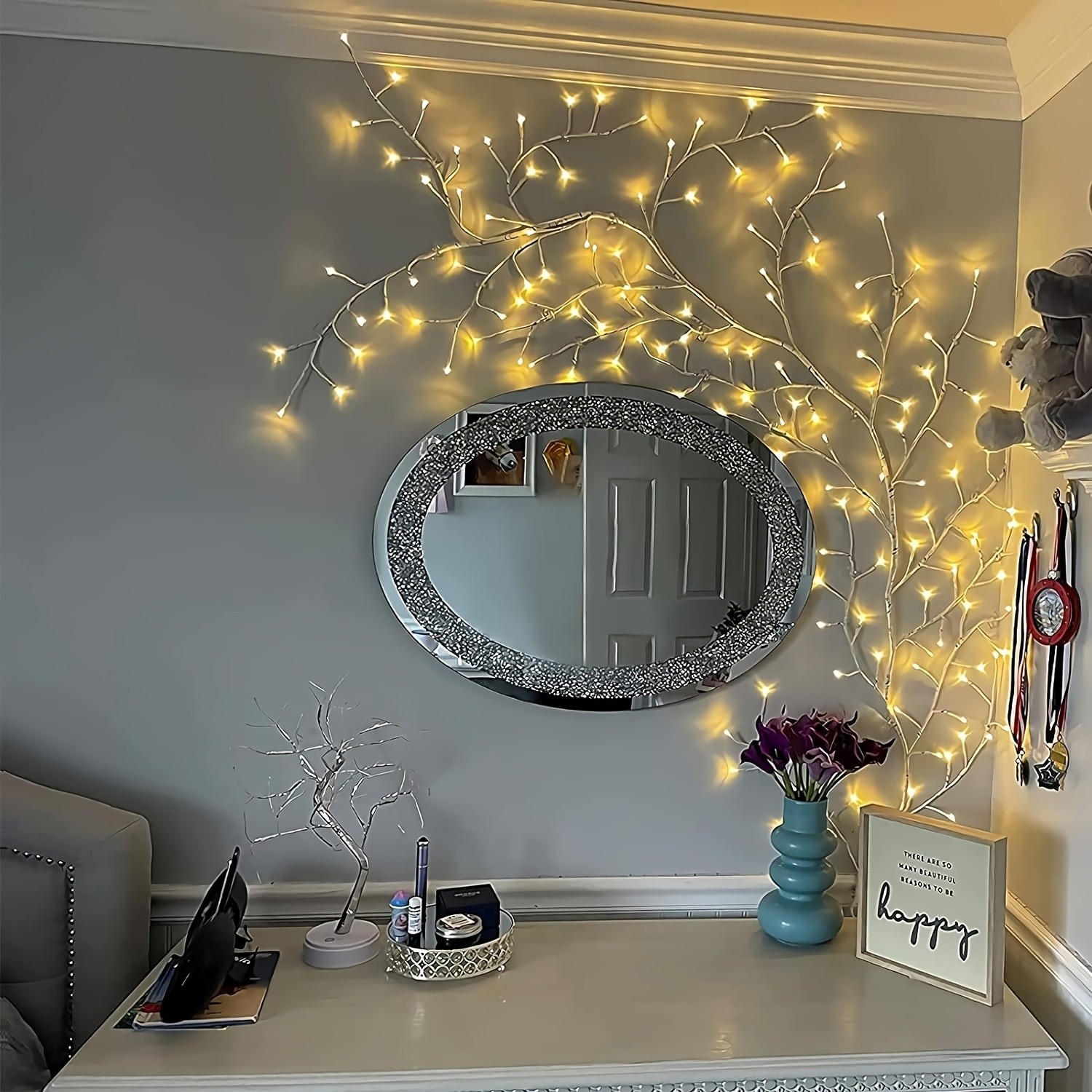 Juego de 144 luces LED flexibles de sauce con alimentación por USB y control remoto, 8 modos, luces decorativas para interior y exterior.