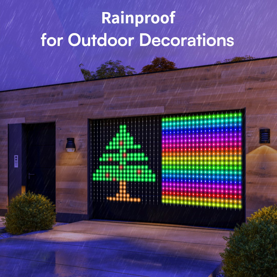 Cortina de luces LED dinámicas RGB-IC para ventana inteligente de 2 x 2 m, ideal para uso en interiores y exteriores, ideal para Halloween, Navidad y San Valentín.