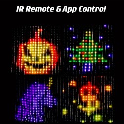 Cortina de luces RGB controladas por app, 400 LED, guirnalda de luces programable DIY para decoración de dormitorio, luces que cambian de color, patrones dinámicos, letras, números, ritmo musical, guirnalda de luces LED para Navidad, bodas, fiestas en el 