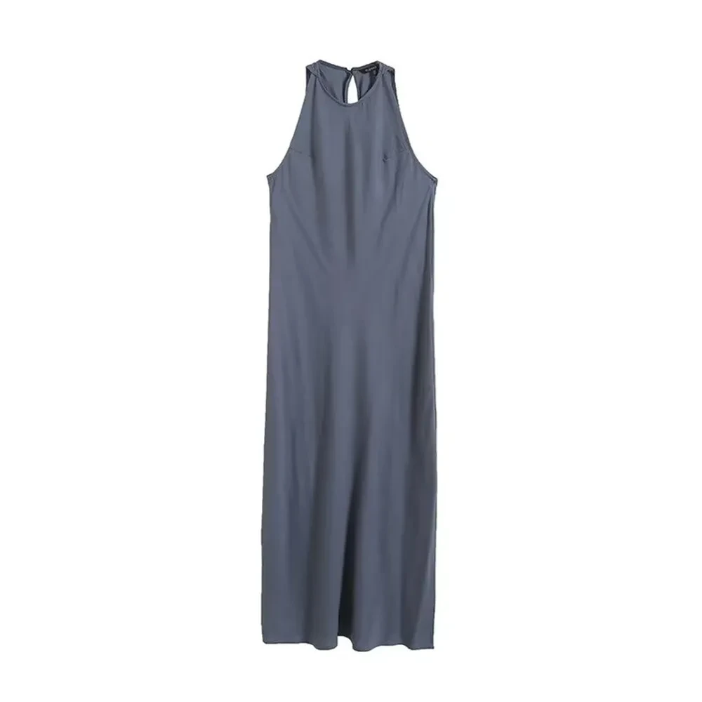 Nuevo vestido ajustado sin mangas de longitud media con tirantes