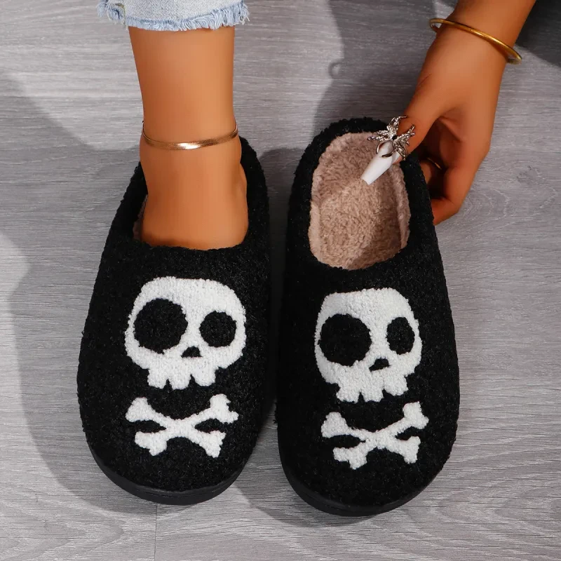 Pantuflas de algodón con diseño de calavera para Halloween
