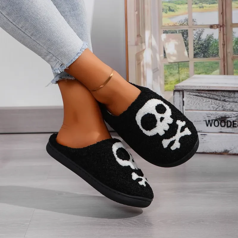 Pantuflas de algodón con diseño de calavera para Halloween