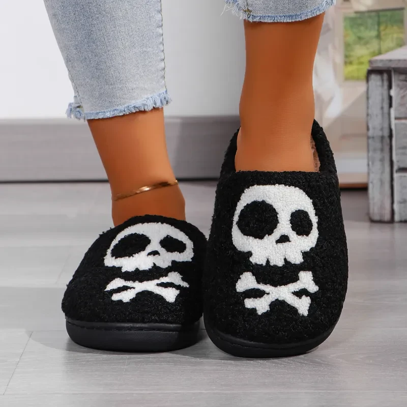 Pantuflas de algodón con diseño de calavera para Halloween