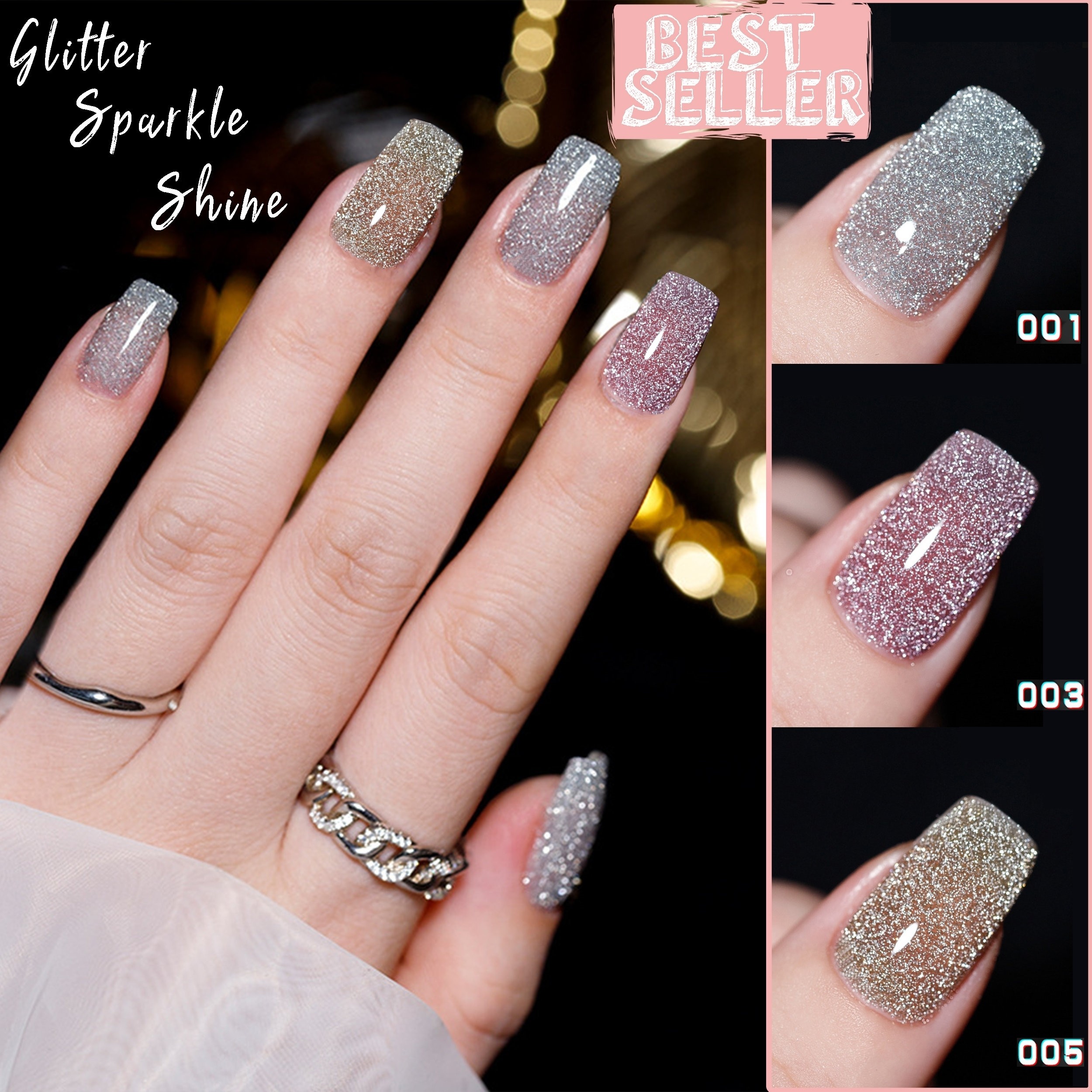 Esmalte de uñas en gel con purpurina de alta densidad