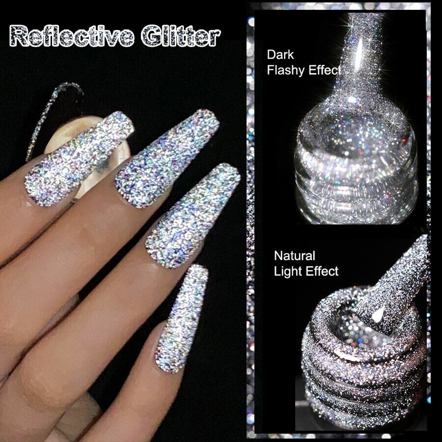 Esmalte de uñas en gel con purpurina de alta densidad